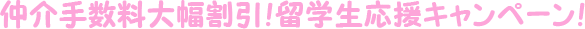 仲介手数料大幅割引！留学生応援キャンペーン！